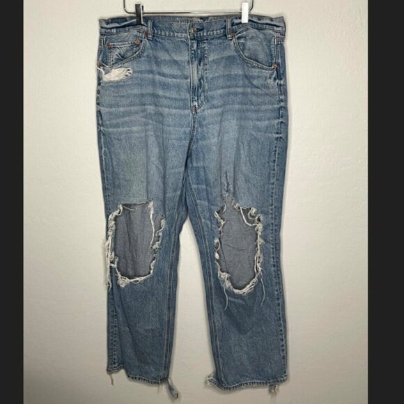 American Eagle Outfitters Denim - American Eagle Strigid Highest Rise Baggy Distressed Straight Jean 20 Reg #22